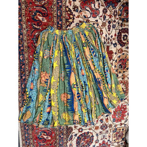 Vintage Karat India Boho Full Skirt Ocean Fish Star Print Cotton Maxi Free Size